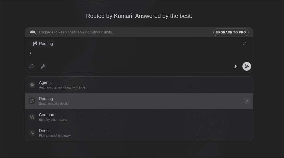 mode picker dropdown